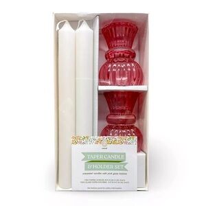 New Target 2pk Taper Unscented Candle Set Pink Glass Holders- bundle 3sets avail